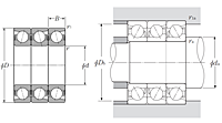 Multi-Row Angular Contact Ball Bearing - Back-to-Back Arrangement - Dimensions