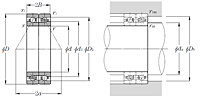 Duplex Angular Contact Ball Bearings for Axial Loads - HTA Type - Dimensions