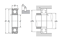 Single Row Radial Ball Bearing - Open Type, Snap Ring Groove - Dimensions
