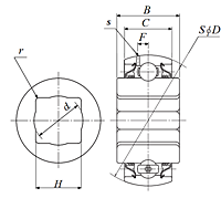 Heavy Duty Disc Bearing - Square Bore, Spherical O.D., Type 2 - Dimensions