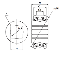 Heavy Duty Disc Bearing - Square Bore, Spherical O.D., Type 4 - Dimensions