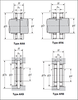 Double Row Thrust Roller Bearings - Dimensions 