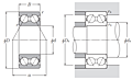 Double Row Angular Contact Ball Bearing - Open Type, Series 5200 & 5300 - Dimensions