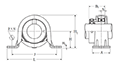 Pillow Block Unit, Eccentric Locking Collar, Pressed Steel Housing, AELPP Type - Dimensions
