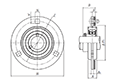 Three Bolt Round Flange Unit w Rubber Ring, Pressed Steel Housing, Set Screw, ASRPF Type - Dimensions