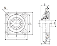 Ultra-Class Four Bolt Flanged Unit with Set Screw, UCFU Type - Dimensions