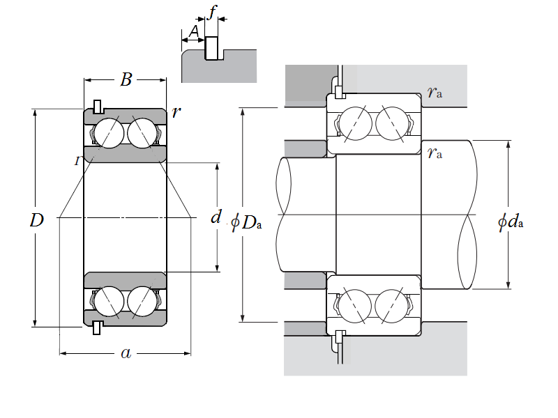 Item 5306NR, Double Row Angular Contact Ball Bearing