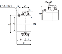 Bearing Insert w/ Set Screw, Wide Inner Ring - Cylindrical O.D., Snap Ring Groove - Dimensions