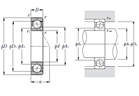Single Angular Contact Ball Bearings for Motors and Lathes - Dimensions