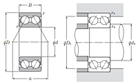 Double Row Angular Contact Ball Bearing - Open Type - Dimensions