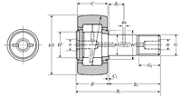 Cam Follower Stud Type Track Roller Bearing - Spherical O.D., NUKR Type - Dimensions