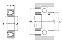 Single Row Radial Ball Bearing - Double Sealed (Contact Polyacrylic Seal) - Dimensions