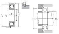 Single Row Radial Ball Bearing - Double Sealed (Light Contact Rubber Seal) w/ Snap Ring - Dimensions