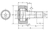 Cam Follower Stud Type Track Roller Bearing - Spherical O.D., NUKR..H Type - Dimensions