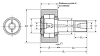 Cam Follower Stud Type Track Roller Bearing - Cylindrical O.D., NUKRU - Dimensions