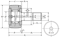 Cam Follower Stud Type Track Roller Bearing - Spherical O.D., CR..H Type - Dimensions