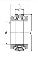 Double Direction Angular Contact Thrust Ball Bearings - Dimensions 