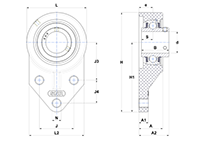 Three Bolt Flanged Unit, Thermoplastic Housing, Set Screw, SUCFBL Type - Dimensions