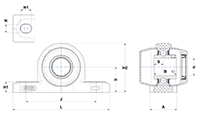 Pillow Block Unit, Thermoplastic Housing, Set Screw, SUCPPL Type - Dimensions - 2