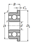 Single Row Radial Ball Bearing - Open Type w/ Flange - Dimensions