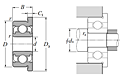 Single Row Radial Ball Bearing w/ Flanged Outer Ring - Double Shielded - Dimensions