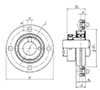 Four Bolt Round Flange Unit, Pressed Steel Housing, Eccentric Locking Collar, AELPF Type - Dimensions