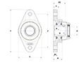 Two Bolt Rhombus Flanged Unit, Thermoplastic Housing, Set Screw, SUCNFL Type - Dimensions - 2